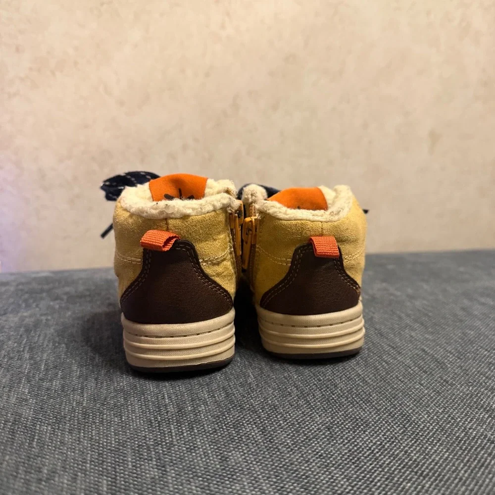 Carters Toddler Boys Mustard Yellow Faux Shearling‎ High Top Boots Size 5 Zip Up